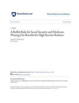 A Buffett Rule for Social Security and Medicare: Phasing out Benefits for High Income Retirees
