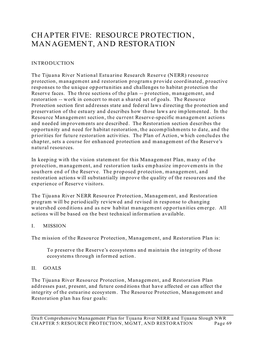 Chapter Five: Resource Protection, Management, and Restoration