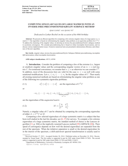 Computing Singular Values of Large Matrices with an Inverse-Free Preconditioned Krylov Subspace Method∗