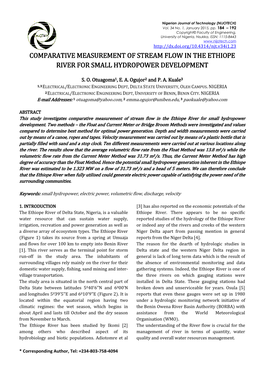 Comparative Measurement O River for Small Hydro Tive