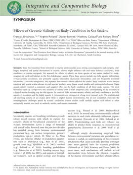 Integrative and Comparative Biology Integrative and Comparative Biology, Volume 52, Number 2, Pp