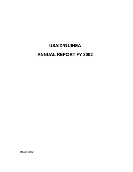 Usaid/Guinea Annual Report Fy 2002