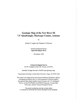 Geologic Map of the New River SE 7.5' Quadrangle, Maricopa County, Arizona