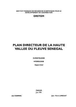Plan Directeur De La Haute Vallée Du Fleuve Sénégal
