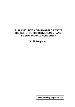 The Sdlp, the Irish Government and the Sunningdale Agreement