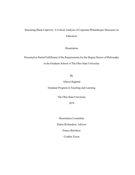 1 Sustaining Black Captivity: a Critical Analysis of Corporate Philanthropic