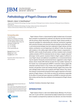 Pathobiology of Paget's Disease of Bone