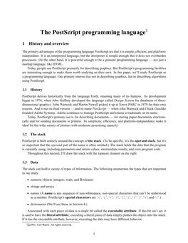 The Postscript Programming Language1