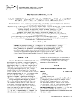 The Meteoritical Bulletin, O. 95