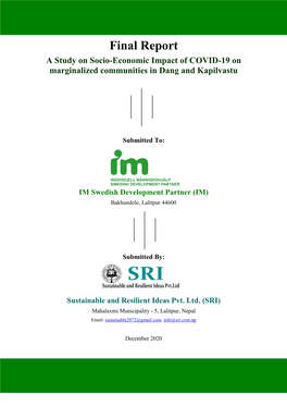 COVID-19 Socioeconomic Impact Study