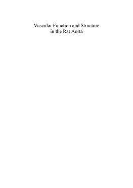 Vascular Function and Structure in the Rat Aorta