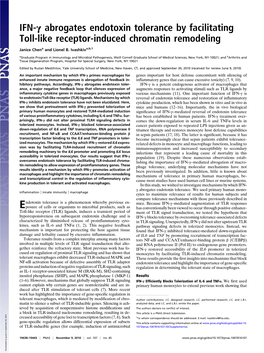 IFN-Γ Abrogates Endotoxin Tolerance by Facilitating Toll-Like Receptor-Induced Chromatin Remodeling