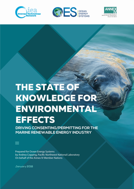 The State of Knowledge for Environmental Effects Driving Consenting/Permitting for the Marine Renewable Energy Industry