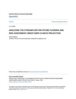 Analyzing the Streamflow for Future Flooding and Risk Assessment Under Cmip6 Climate Projection