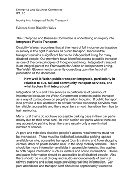 Consultation Response IPT10. Disability Wales
