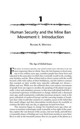 Human Security and the Mine Ban Movement I: Introduction