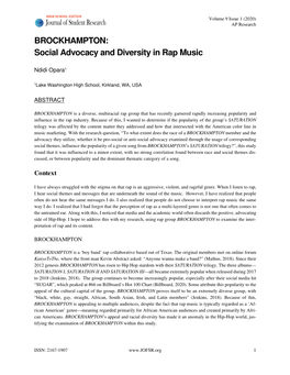 BROCKHAMPTON: Social Advocacy and Diversity in Rap Music