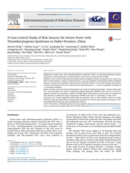 A Case-Control Study of Risk Sources for Severe Fever with Thrombocytopenia Syndrome in Hubei Province, China