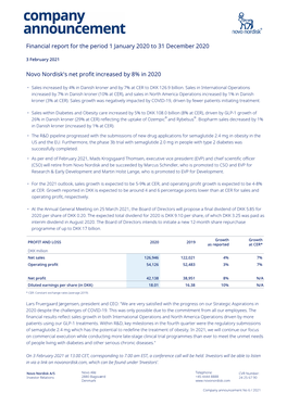 Novo Nordisk's Net Profit Increased by 8% in 2020