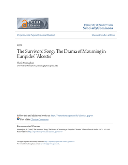 The Survivors' Song: the Drama of Mourning in Euripides' 