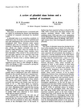 A Review of Pilonidal Sinus Lesions and a Method Oftreatment