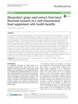 Masquelier's Grape Seed Extract: from Basic Flavonoid Research to a Well