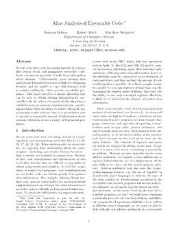 Alias Analysis of Executable Code