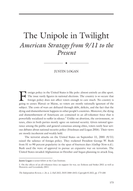 The Unipole in Twilight: American Strategy from 9/11 to the Present