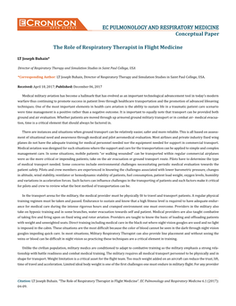The Role of Respiratory Therapist in Flight Medicine