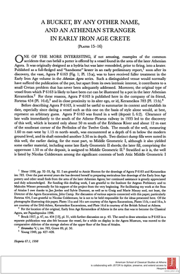 A Bucket, by Any Other Name, and an Athenian Stranger in Early Iron Age Crete (Plates15-16)