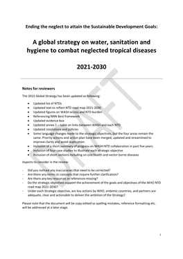 A Global Strategy on Water, Sanitation and Hygiene to Combat Neglected Tropical Diseases