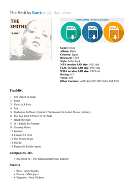 The Smiths Rank Mp3, Flac, Wma