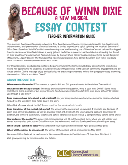 ESSAY CONTEST Teacher Information Guide