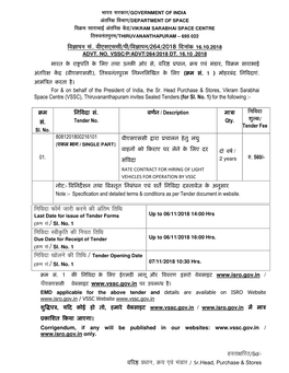 VSSC/P/ADVT/264/2018 Dt. 16.10.2018