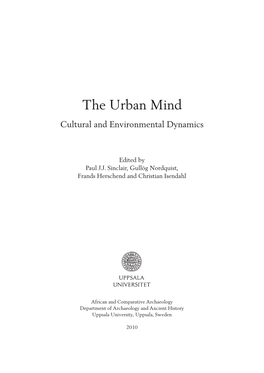 The Urban Mind Cultural and Environmental Dynamics