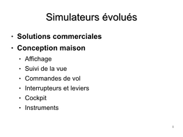 Simulateurs Évoluésévolués