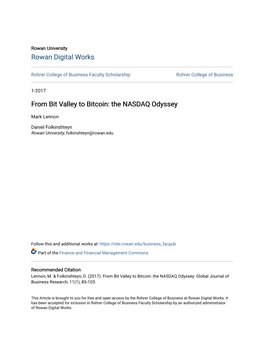 From Bit Valley to Bitcoin: the NASDAQ Odyssey