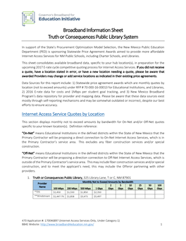 Broadband Information Sheet Truth Or Consequences Public Library System