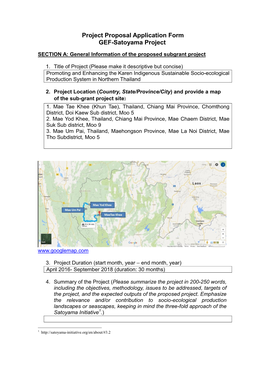 Project Proposal Application Form GEF-Satoyama Project