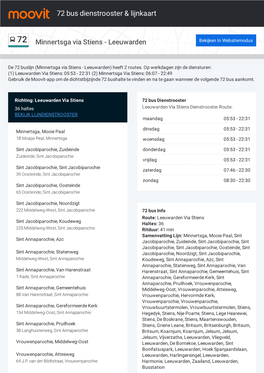 72 Bus Dienstrooster & Lijnroutekaart