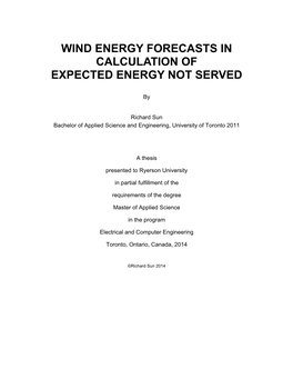 Wind Energy Forecasts in Calculation of Expected Energy Not Served