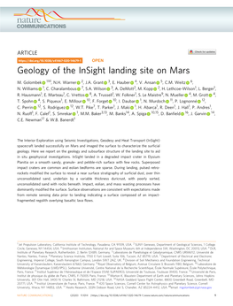 Geology of the Insight Landing Site on Mars ✉ M