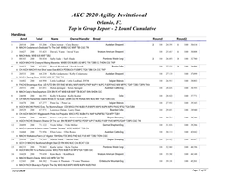 AKC 2020 Agility Invitational Orlando, FL Top in Group Report - 2 Round Cumulative Herding Arm# Total Name Owner/Handler Breed Round1 Round2