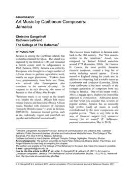 Art Music by Caribbean Composers: Jamaica