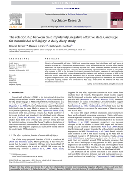 The Relationship Between Trait Impulsivity, Negative Affective States, and Urge for Nonsuicidal Self-Injury: a Daily Diary Study