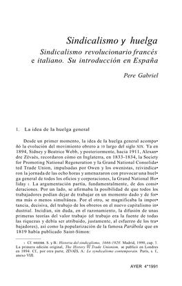 Sindicalismo Y Huelga Sindicalismo Revolucionario Francés E Italiano