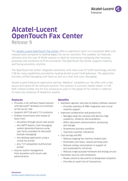 Alcatel-Lucent Opentouch Fax Center Release 9