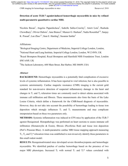 Detection of Acute TLR-7 Agonist-Induced Hemorrhagic Myocarditis in Mice by Refined Multi-Parametric Quantitative Cardiac MRI