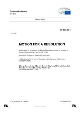 En En Motion for a Resolution