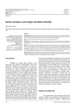 Semen Analysis and Insight Into Male Infertility